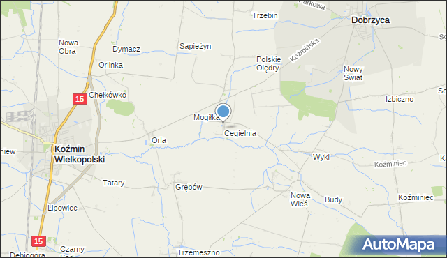 mapa Cegielnia, Cegielnia gmina Koźmin Wielkopolski na mapie Targeo